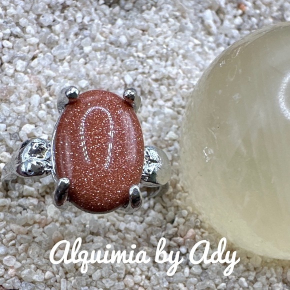 Alquimia Silver and Brown Ring with Oval Gemstone sunstone - Picture 1 of 2